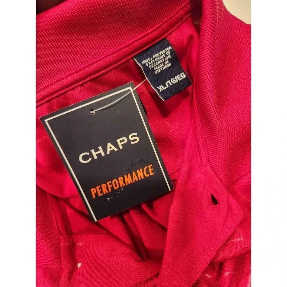 NWT CHAPS Performance Logo Golf Polo Red Grid Breathable XL Men's - Picture 4 of 8